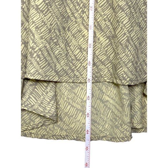 Prologue Boat Neck Midi Dress L Large‎ Yellow Gray Print Front Slits Sleeveless - Picture 9 of 9